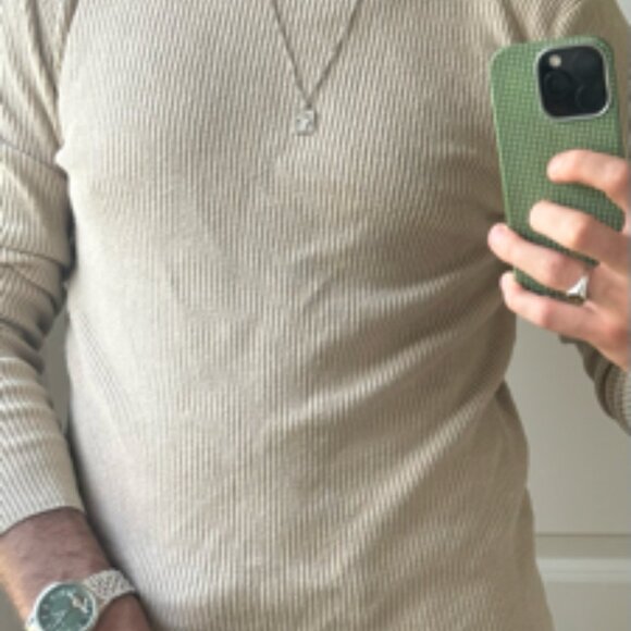 Bolongaro Trevor Mock Neck Ribbed Sweater in Beige - Picture 2 of 4